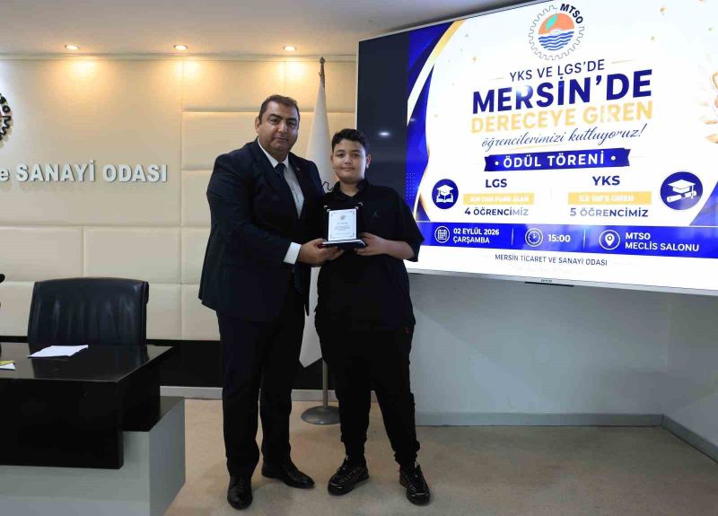 MERSİN TİCARET VE SANAYİ ODASI (MTSO) İLE MERSİN İL MİLLİ EĞİTİM MÜDÜRLÜĞÜ İŞ BİRLİĞİNDE DÜZENLENEN 2026 LGS VE YKS BAŞARI ÖDÜL TÖRENİNDE, LGS’DE 500 TAM PUAN ALAN 4 ÖĞRENCİ İLE YKS’DE TÜRKİYE GENELİNDE İLK 100’E GİREN 5 ÖĞRENCİ ÖDÜLLENDİRİLDİ.