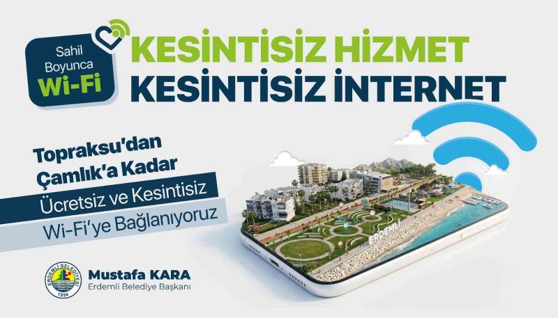 Mersin’de 7 kilometrelik sahil hattında ücretsiz internet dönemi