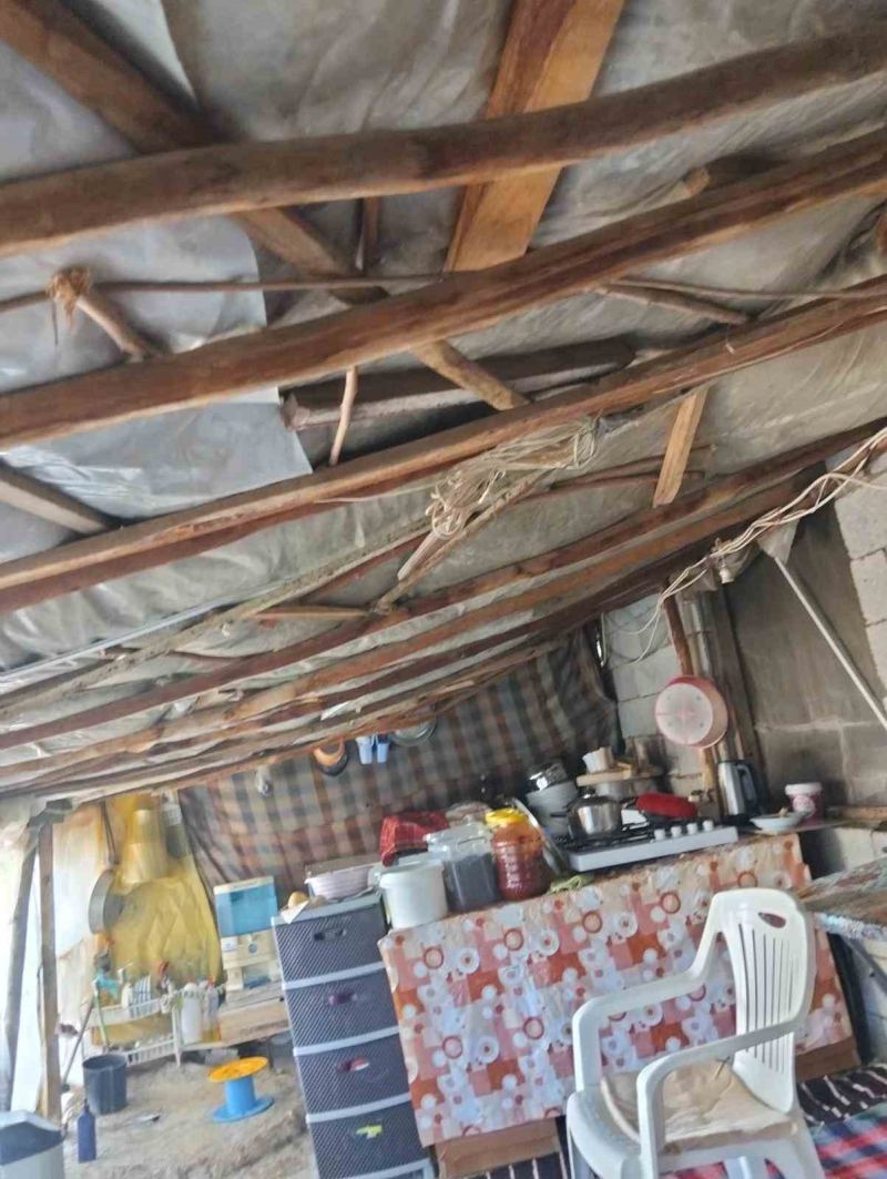 MERSİN'DE 3 ÇOCUK ANNESİ 69 YAŞINDAKİ FATMA DİNÇ'İN HAYATI ÇATMA OLARAK TABİR EDİLEN NAYLONLARLA KAPLI YAŞAM ALANINDA GEÇTİ, MUHTAR VE GÖNÜLLÜLERİN İMECE USULÜ DESTEĞİYLE İLK DEFA GERÇEK BİR EVİ OLDU. FATMA TEYZENİN ESKİ EVİ BÖYLEYDİ.
