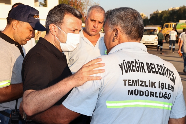 BAŞKAN KOCAİSPİR ŞANTİYEDE İŞÇİLERLE BULUŞTU