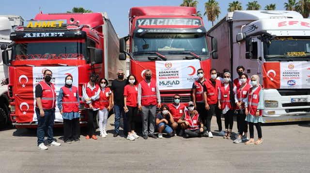 Adana’dan sel bölgesine 9,5 milyon ayni ve nakdi yardım